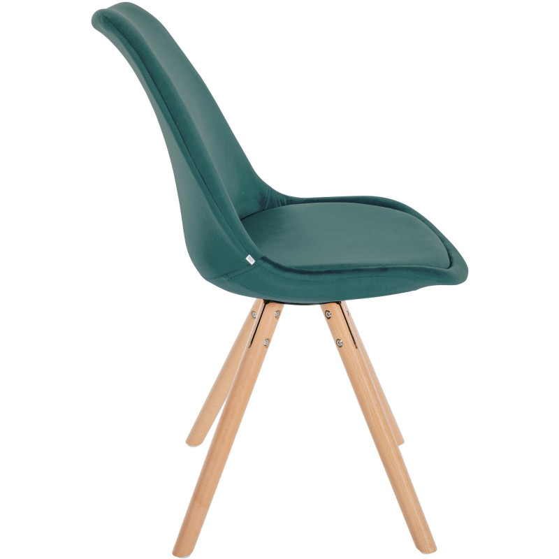 Chaise moderne scandinave en Velours Vert foncé Bois Naturel Kalia - 3