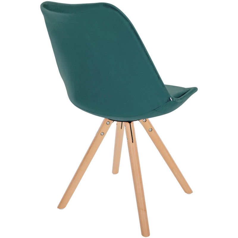 Chaise moderne scandinave en Velours Vert foncé Bois Naturel Kalia - 4