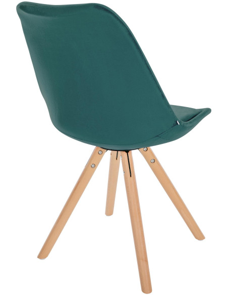 Chaise moderne scandinave en Velours Vert foncé Bois Naturel Kalia - 4