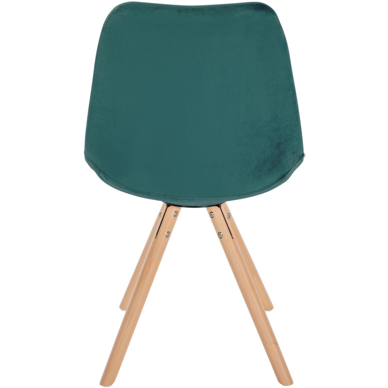 Chaise moderne scandinave en Velours Vert foncé Bois Naturel Kalia - 5