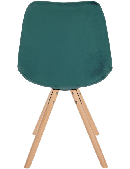 Chaise moderne scandinave en Velours Vert foncé Bois Naturel Kalia - 5