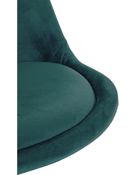 Chaise moderne scandinave en Velours Vert foncé Bois Naturel Kalia - 6
