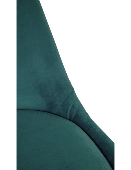 Chaise moderne scandinave en Velours Vert foncé Bois Naturel Kalia - 7