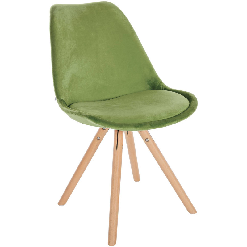 Chaise moderne scandinave en Velours Vert clair Bois Naturel Kalia - 1
