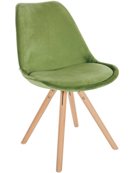 Chaise moderne scandinave en Velours Vert clair Bois Naturel Kalia - 1