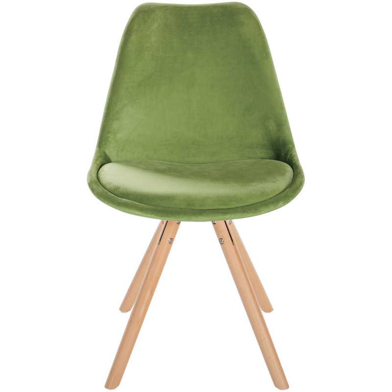 Chaise moderne scandinave en Velours Vert clair Bois Naturel Kalia - 2