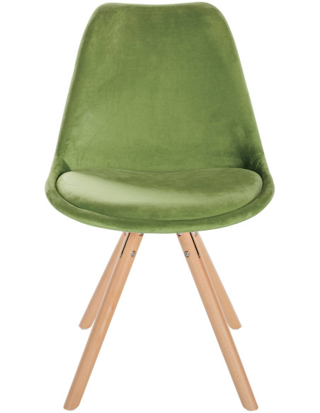 Chaise moderne scandinave en Velours Vert clair Bois Naturel Kalia - 2