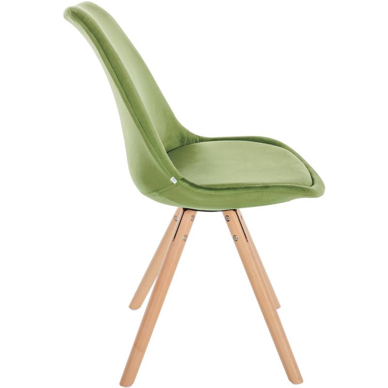 Chaise moderne scandinave en Velours Vert clair Bois Naturel Kalia - 3