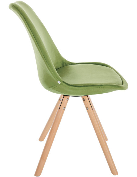 Chaise moderne scandinave en Velours Vert clair Bois Naturel Kalia - 3