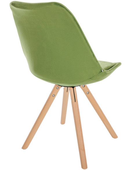Chaise moderne scandinave en Velours Vert clair Bois Naturel Kalia - 4