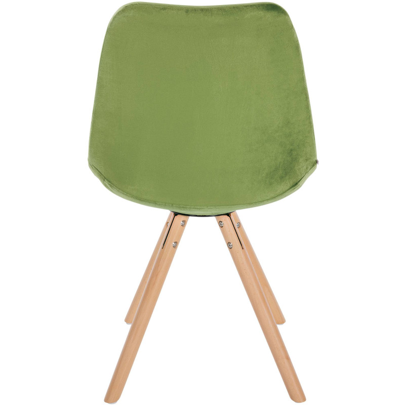 Chaise moderne scandinave en Velours Vert clair Bois Naturel Kalia - 5