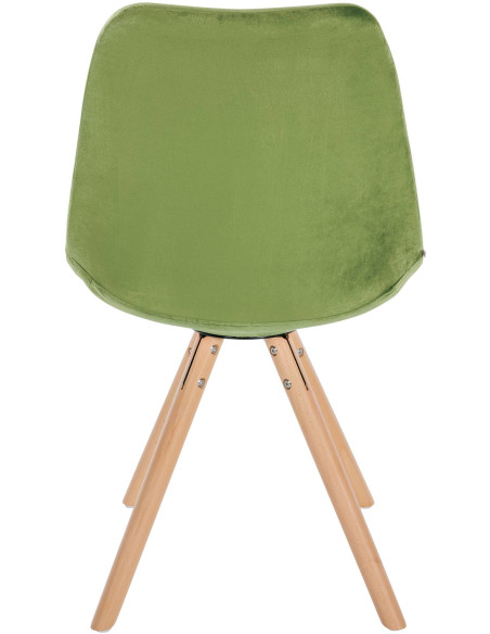 Chaise moderne scandinave en Velours Vert clair Bois Naturel Kalia - 5
