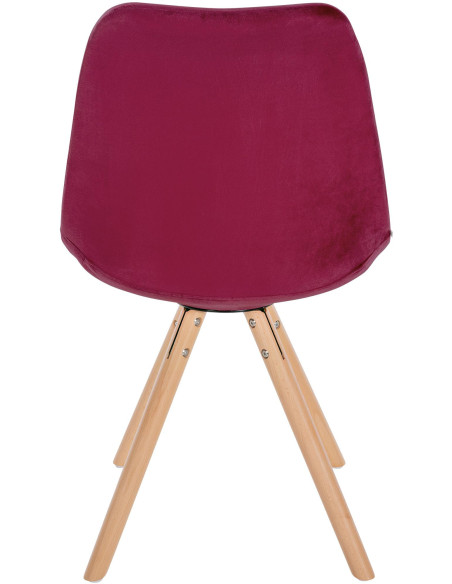 Chaise moderne scandinave en Velours Bordeaux Bois Naturel Kalia - 5