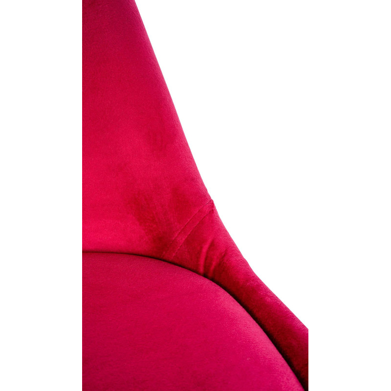 Chaise moderne scandinave en Velours Rouge Bois Naturel Kalia - 7