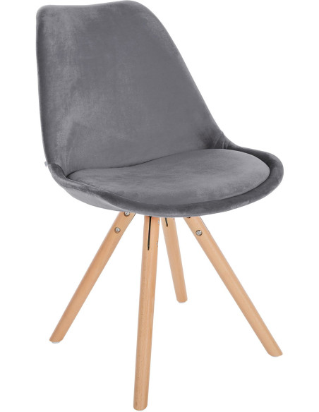 Chaise moderne scandinave en Velours Gris foncé Bois Naturel Kalia - 1