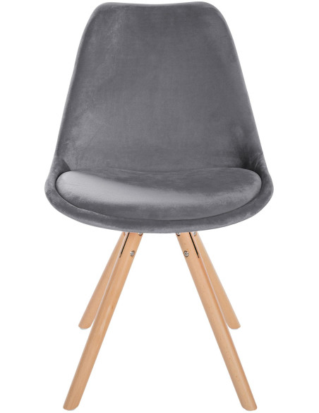 Chaise moderne scandinave en Velours Gris foncé Bois Naturel Kalia - 2
