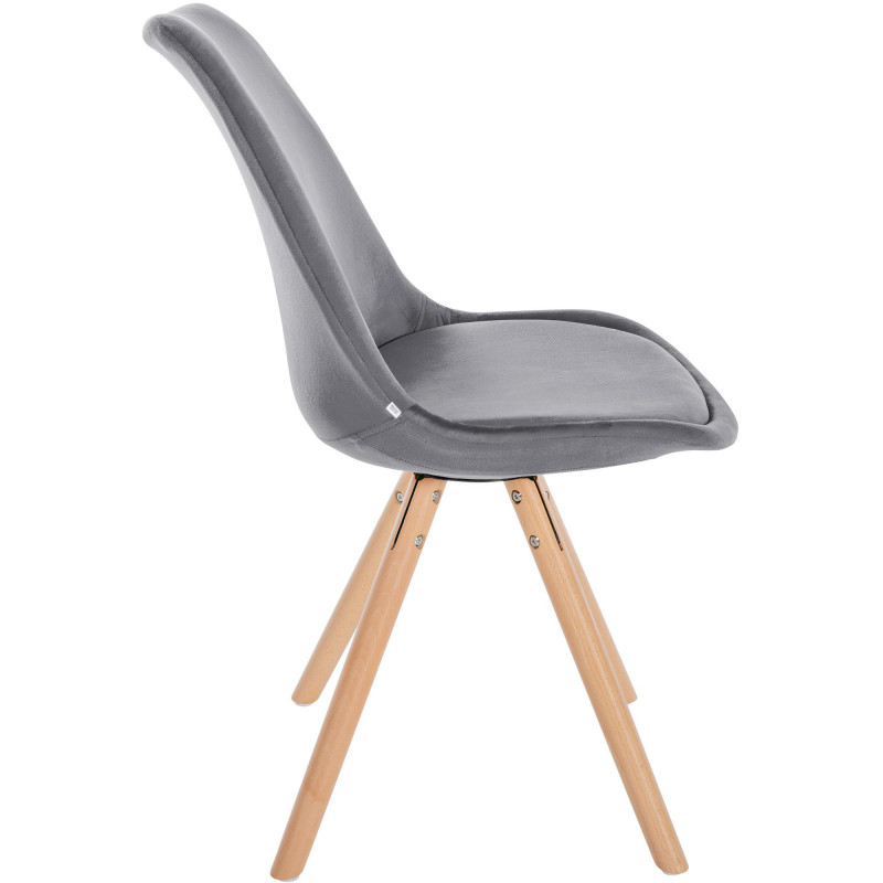 Chaise moderne scandinave en Velours Gris foncé Bois Naturel Kalia - 3