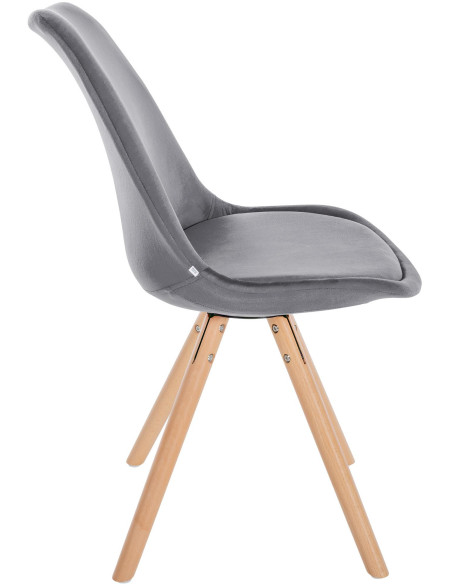 Chaise moderne scandinave en Velours Gris foncé Bois Naturel Kalia - 3