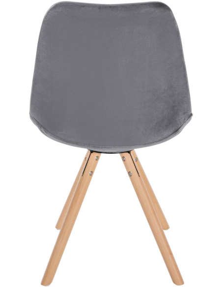 Chaise moderne scandinave en Velours Gris foncé Bois Naturel Kalia - 4