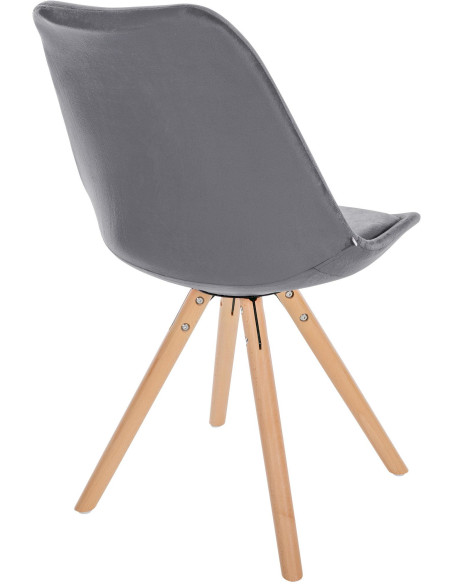 Chaise moderne scandinave en Velours Gris foncé Bois Naturel Kalia - 5