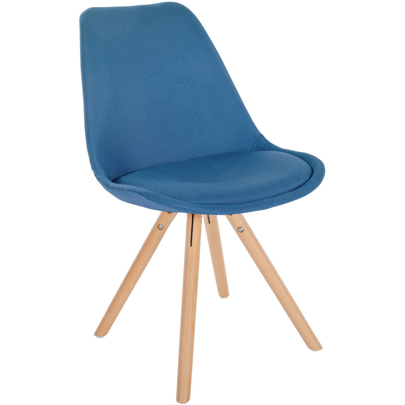 Chaise moderne scandinave en Tissu Bleu Bois Naturel Kalia  - 1