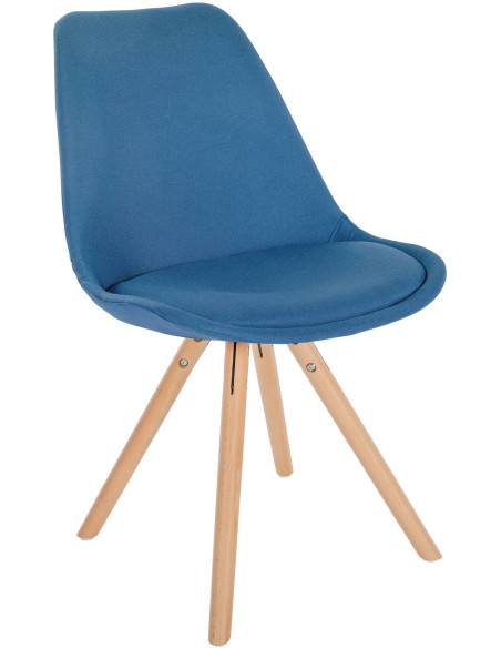 Chaise moderne scandinave en Tissu Bleu Bois Naturel Kalia  - 1