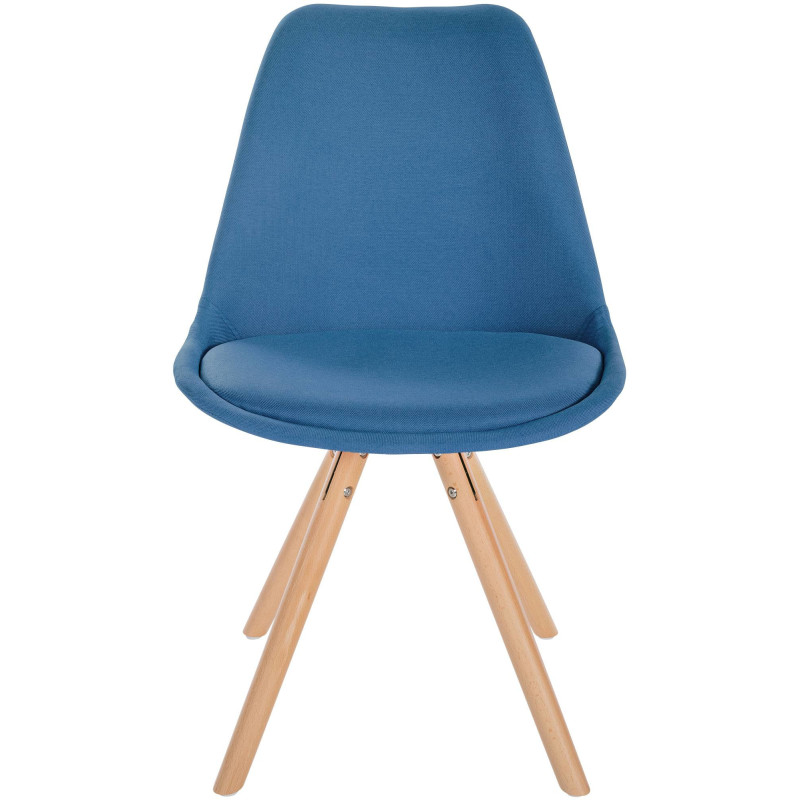 Chaise moderne scandinave en Tissu Bleu Bois Naturel Kalia  - 2