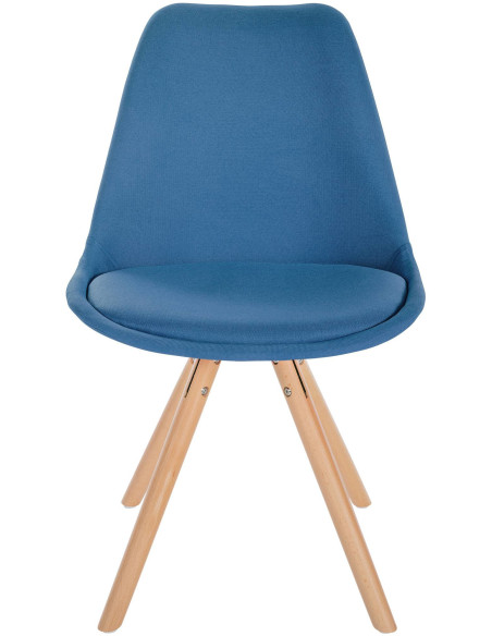 Chaise moderne scandinave en Tissu Bleu Bois Naturel Kalia  - 2