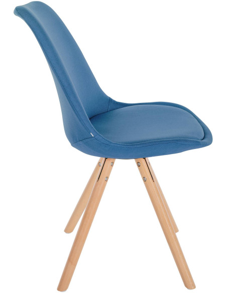 Chaise moderne scandinave en Tissu Bleu Bois Naturel Kalia  - 3