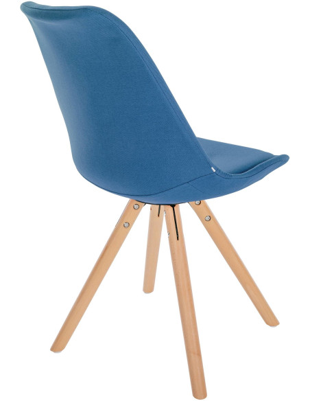 Chaise moderne scandinave en Tissu Bleu Bois Naturel Kalia  - 5