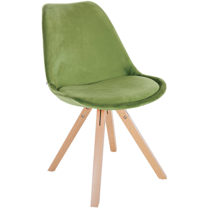 Chaise moderne scandinave en Velours Vert clair Bois Naturel Jayana - 1