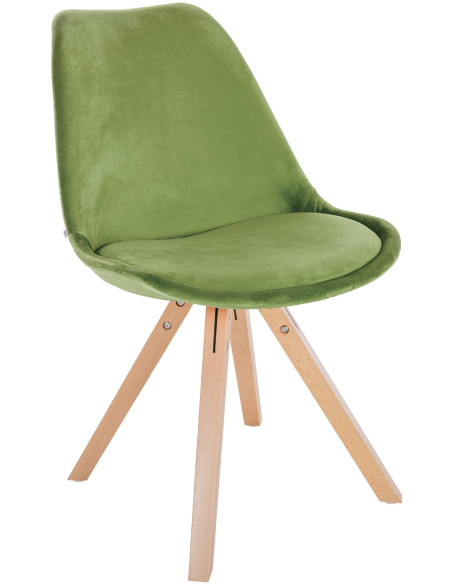 Chaise moderne scandinave en Velours Vert clair Bois Naturel Jayana - 1