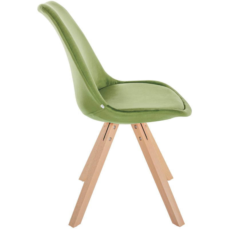 Chaise moderne scandinave en Velours Vert clair Bois Naturel Jayana - 3