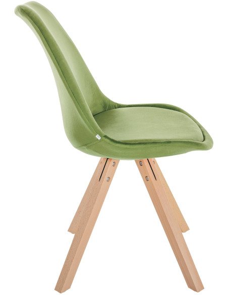 Chaise moderne scandinave en Velours Vert clair Bois Naturel Jayana - 3
