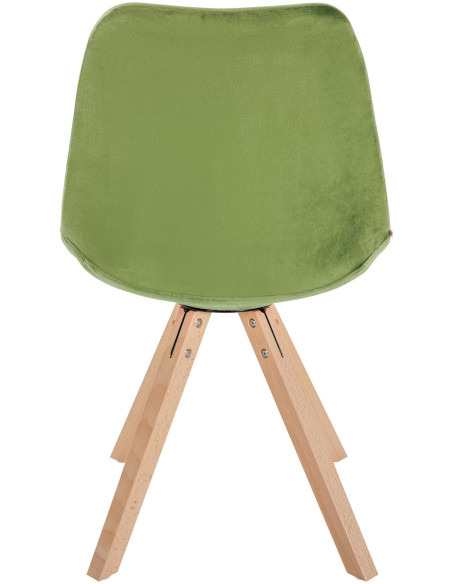 Chaise moderne scandinave en Velours Vert clair Bois Naturel Jayana - 4