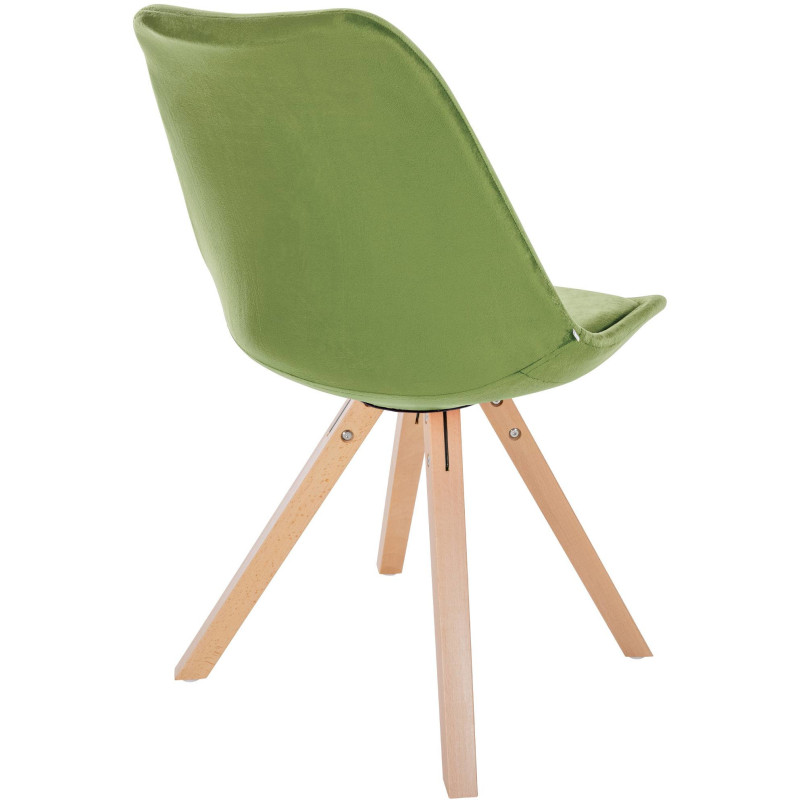Chaise moderne scandinave en Velours Vert clair Bois Naturel Jayana - 5