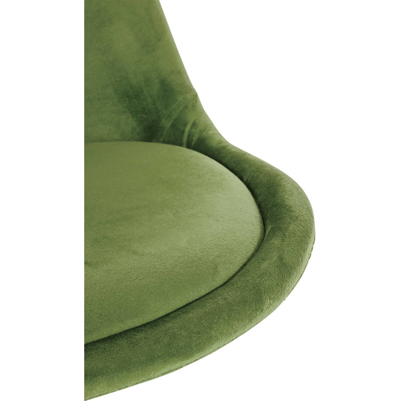 Chaise moderne scandinave en Velours Vert clair Bois Naturel Jayana - 6