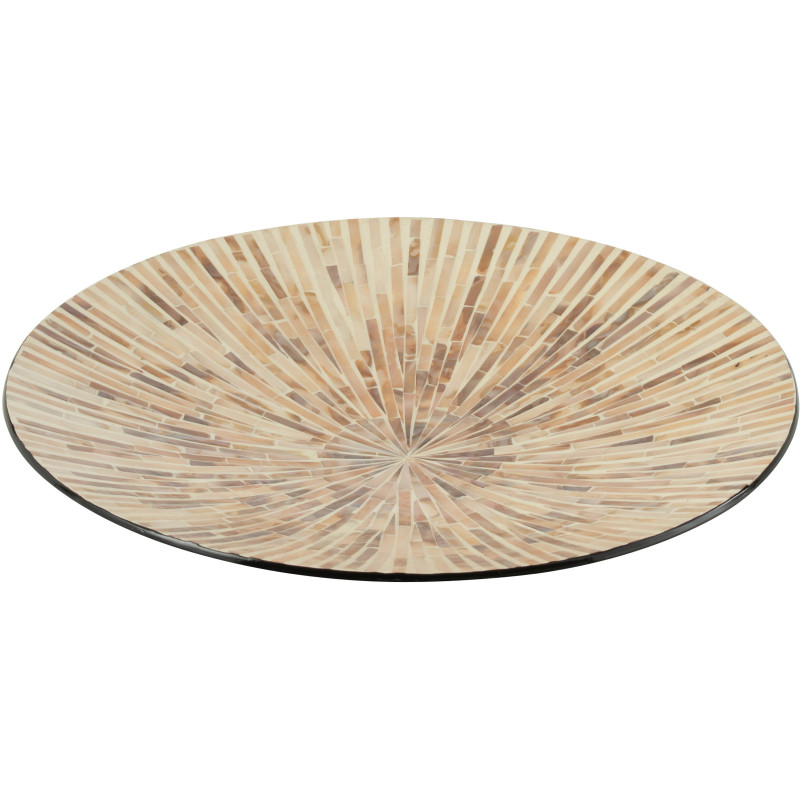 Plat Rond Nuye en Papier Coquillage Beige - 1