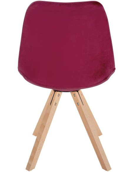 Chaise moderne scandinave en Velours Bordeaux Bois Naturel Jayana - 4