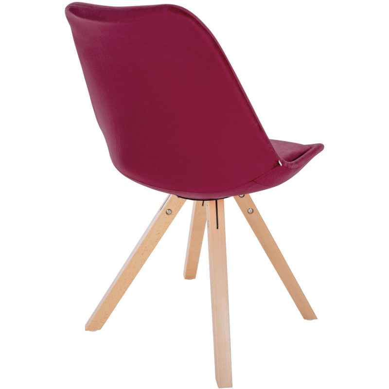 Chaise moderne scandinave en Velours Bordeaux Bois Naturel Jayana - 5