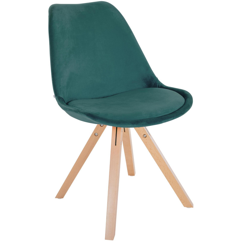 Chaise moderne scandinave en Velours Vert foncé Bois Naturel Jayana - 1