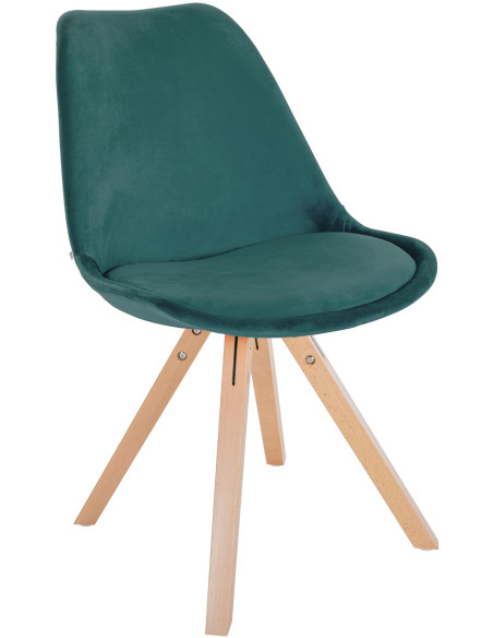 Chaise moderne scandinave en Velours Vert foncé Bois Naturel Jayana - 1