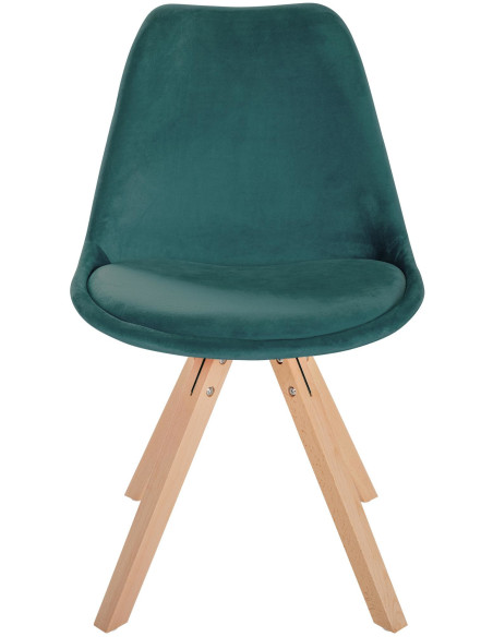 Chaise moderne scandinave en Velours Vert foncé Bois Naturel Jayana - 2