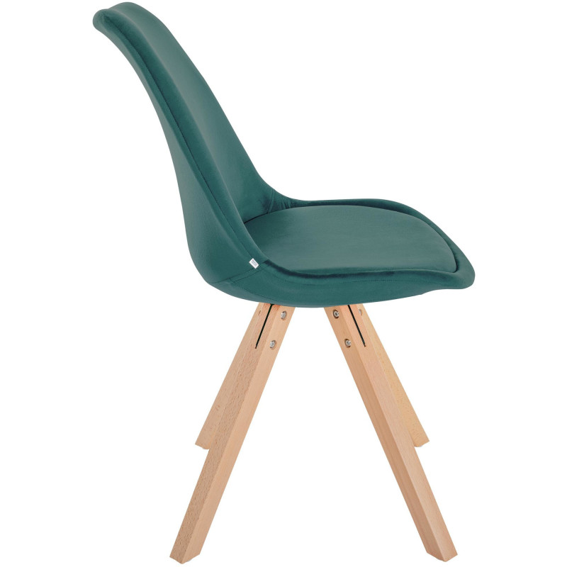 Chaise moderne scandinave en Velours Vert foncé Bois Naturel Jayana - 3