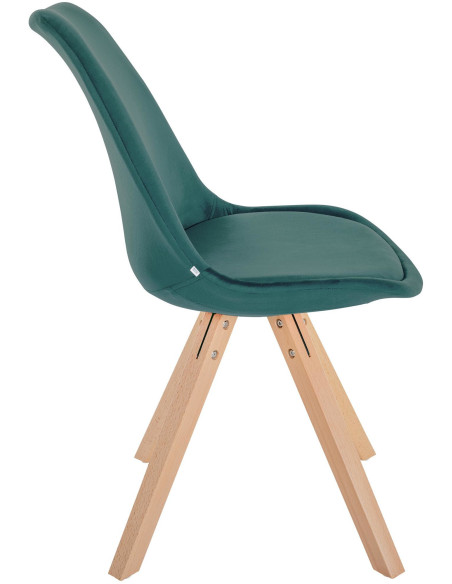 Chaise moderne scandinave en Velours Vert foncé Bois Naturel Jayana - 3