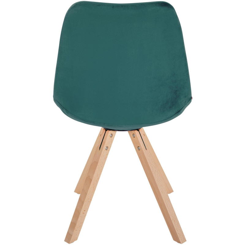 Chaise moderne scandinave en Velours Vert foncé Bois Naturel Jayana - 4