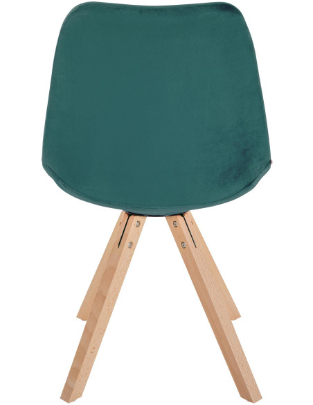 Chaise moderne scandinave en Velours Vert foncé Bois Naturel Jayana - 4