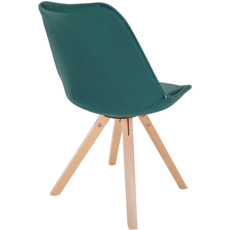 Chaise moderne scandinave en Velours Vert foncé Bois Naturel Jayana - 5