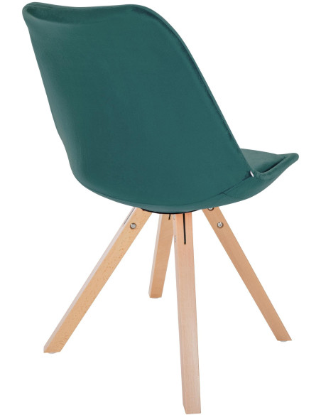 Chaise moderne scandinave en Velours Vert foncé Bois Naturel Jayana - 5