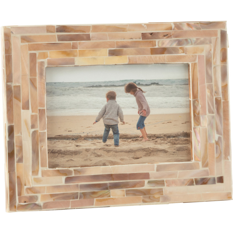 Cadre photo Nuye en Bois Coquillage Beige Motif mosaïque pour photo 15x10 - 1